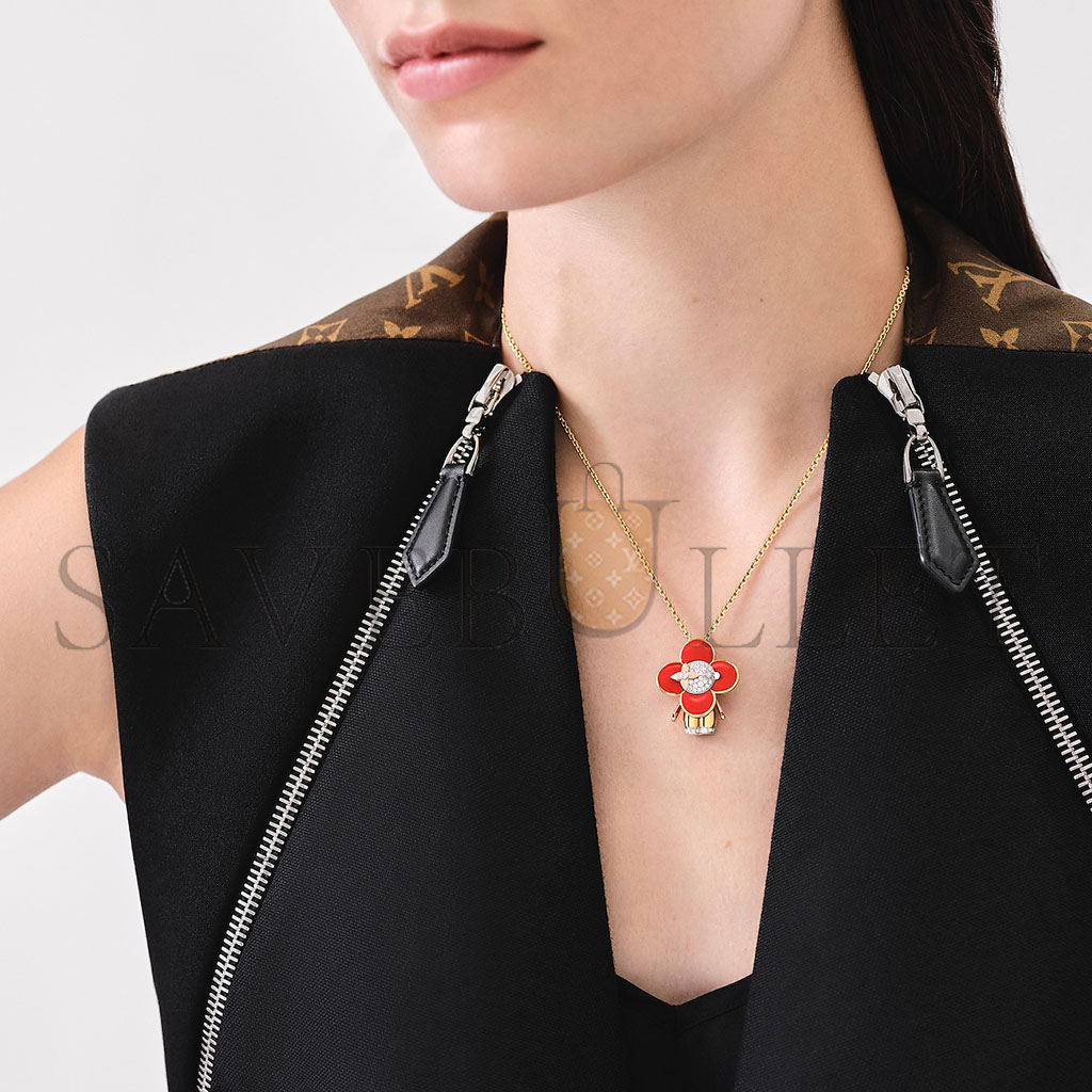 LOUIS VUITTON VIVIENNE 18K GOLD DIAMOND NECKLACE Q93801 LOUIS VUITTON VIVIENNE 18K GOLD DIAMOND NECKLACE Q93801